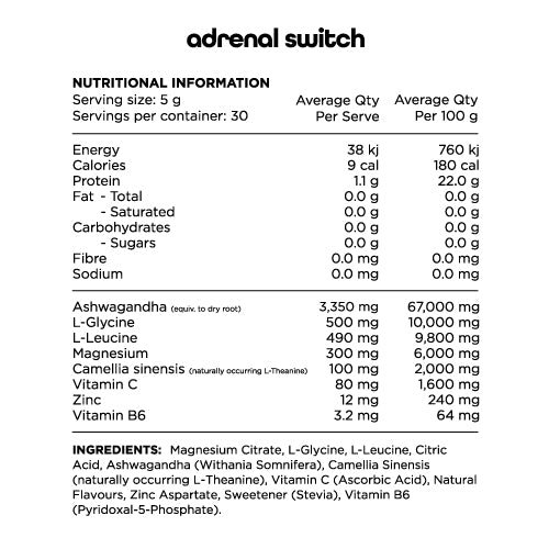 Switch Nutrition Adrenal Switch 30 serves - Nutrition Co Australia